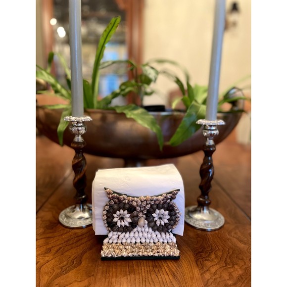 Vintage Shell Owl Napkin Holder, Letter Holder MCM Mid Century Modern Kitchen - Picture 2 of 7